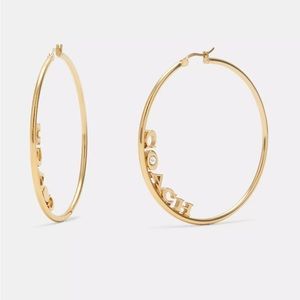 NEW•COACH•GOLD MEDIUM HOOP EARRINGS